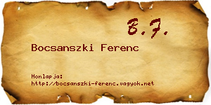 Bocsanszki Ferenc névjegykártya