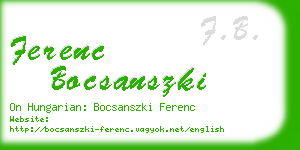 ferenc bocsanszki business card